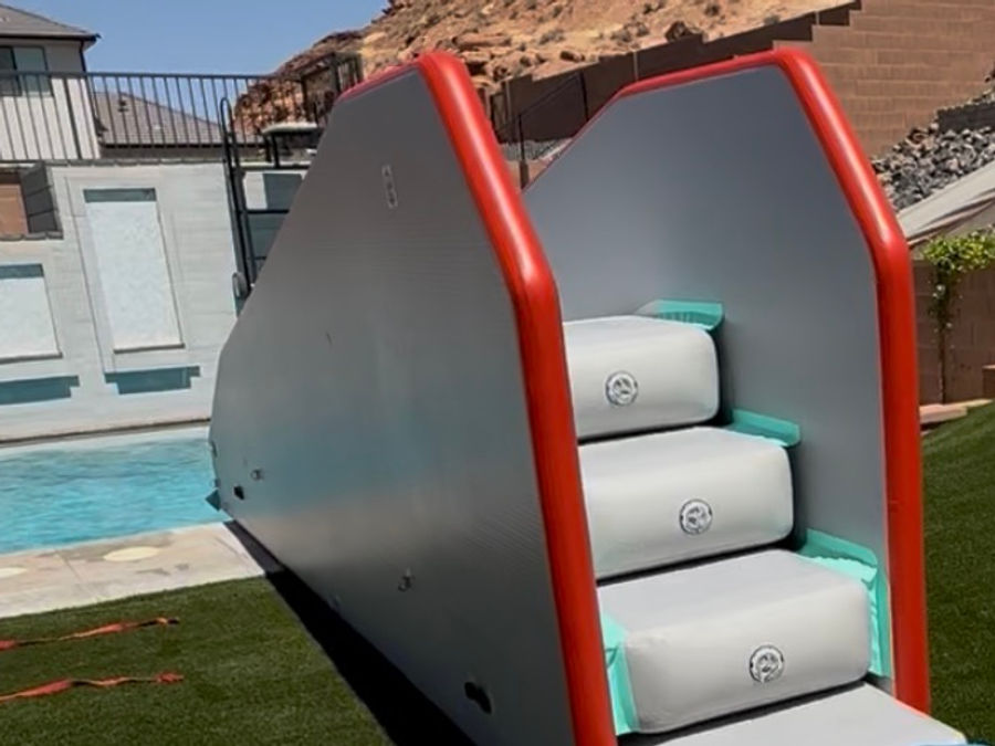 Close-up of The Drop In drop-stitch air-track slide section